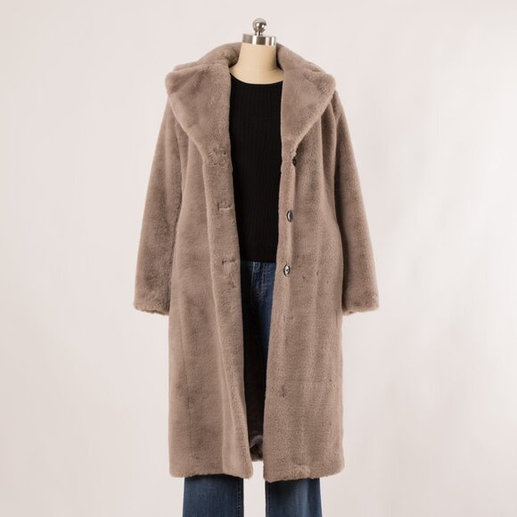 Banana Republic Taupe Faux Fur Coat Size US XS - Picture 8 of 9